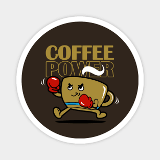 Coffee Power Cute Boxer Boxing Coffee Cup Magnet